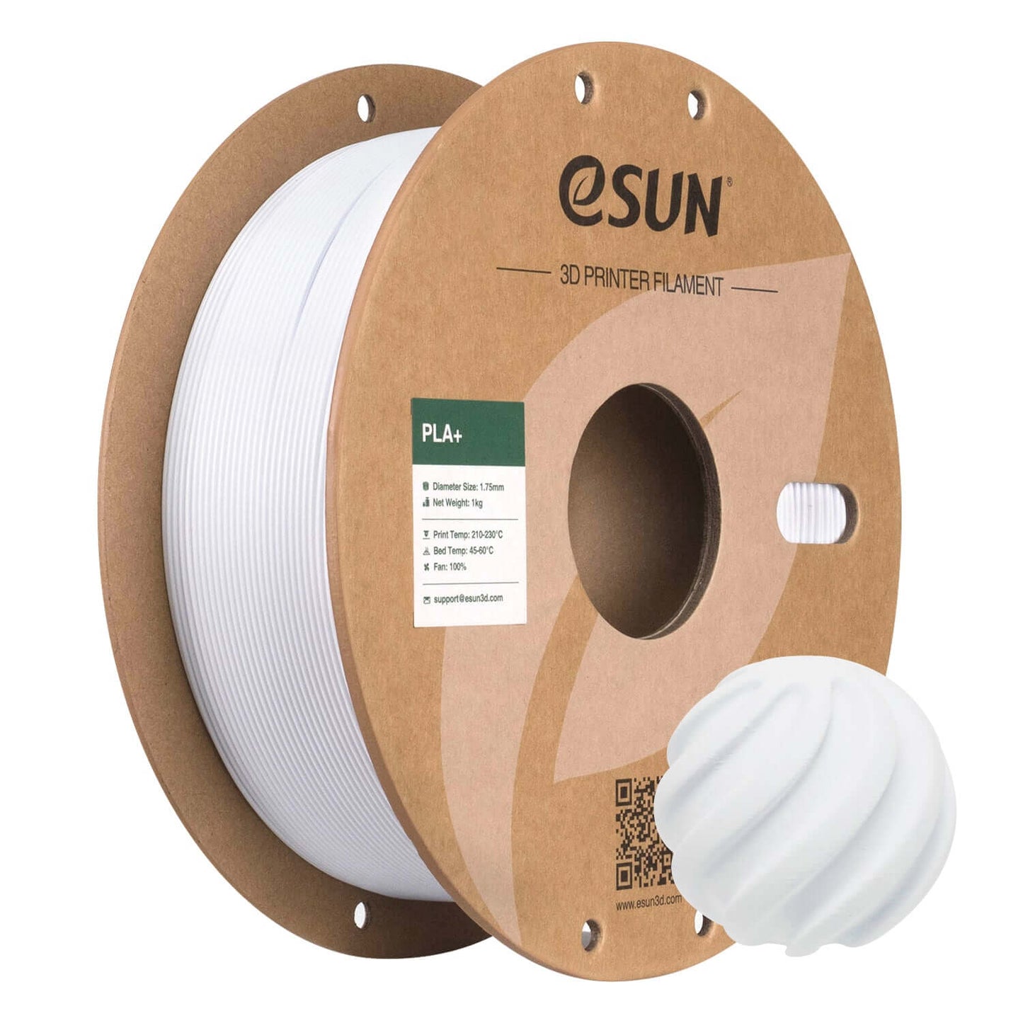 eSUN PLA+ Großrolle 3 kg, Kaltweiss