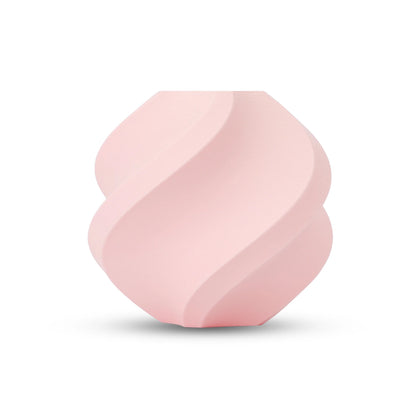 Bambu Lab PLA Pure Filament in Milky Pink color, showcasing a stylish spiral vase design.
