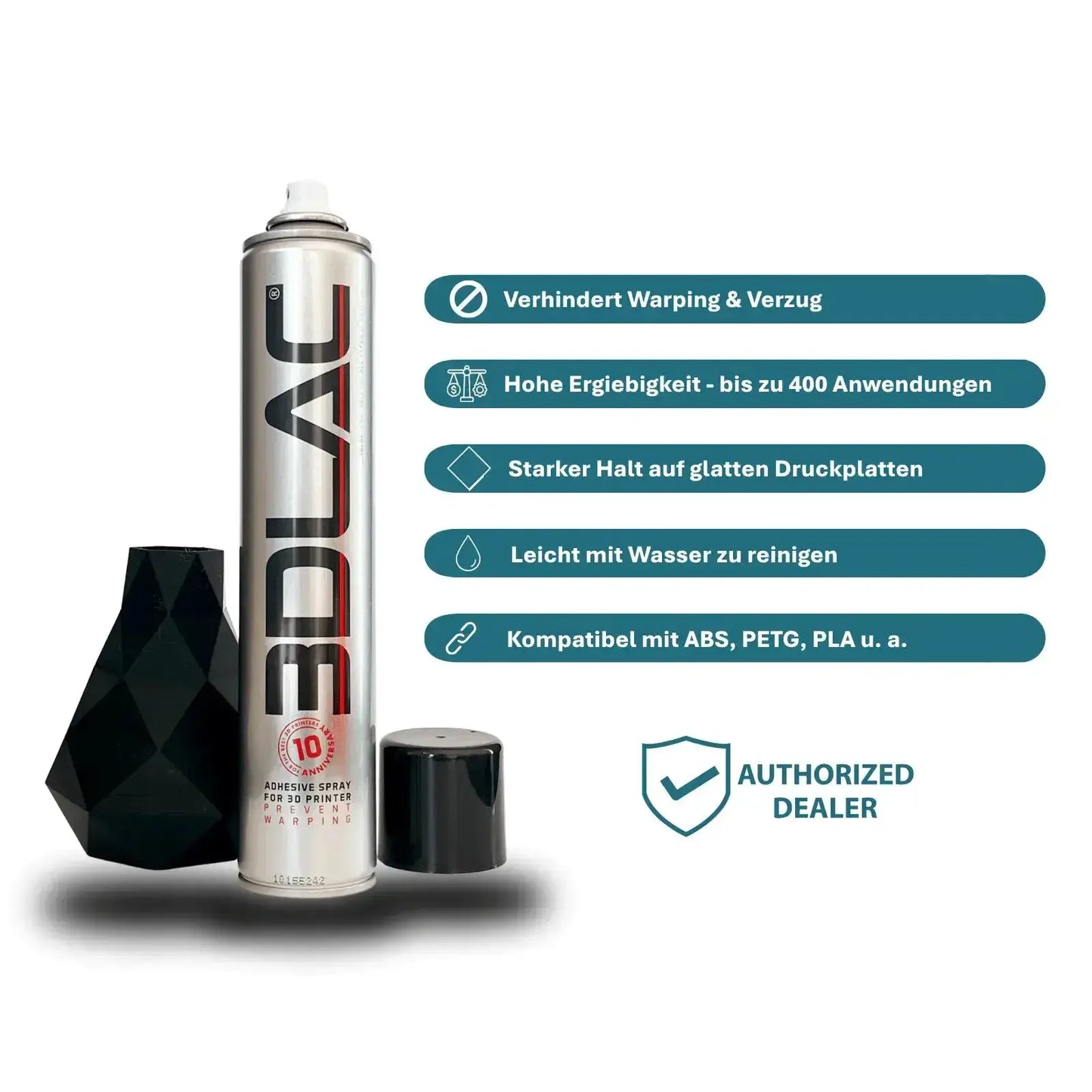 3DLAC Spray 400 ml für 3D-Drucke, verhindert Warping und bietet starken Halt auf Druckplatten.