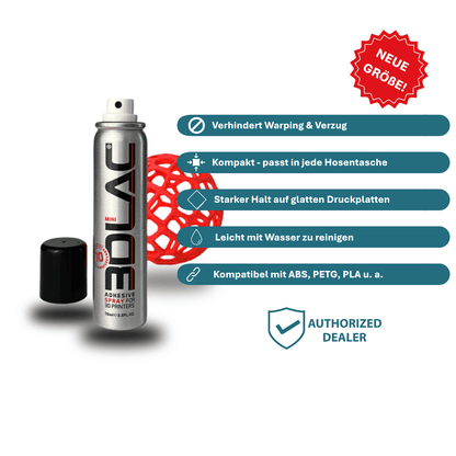 3DLAC MINI Spray 75 ml für optimale Haftung und saubere 3D-Drucke, verhindert Warping und Verzug.