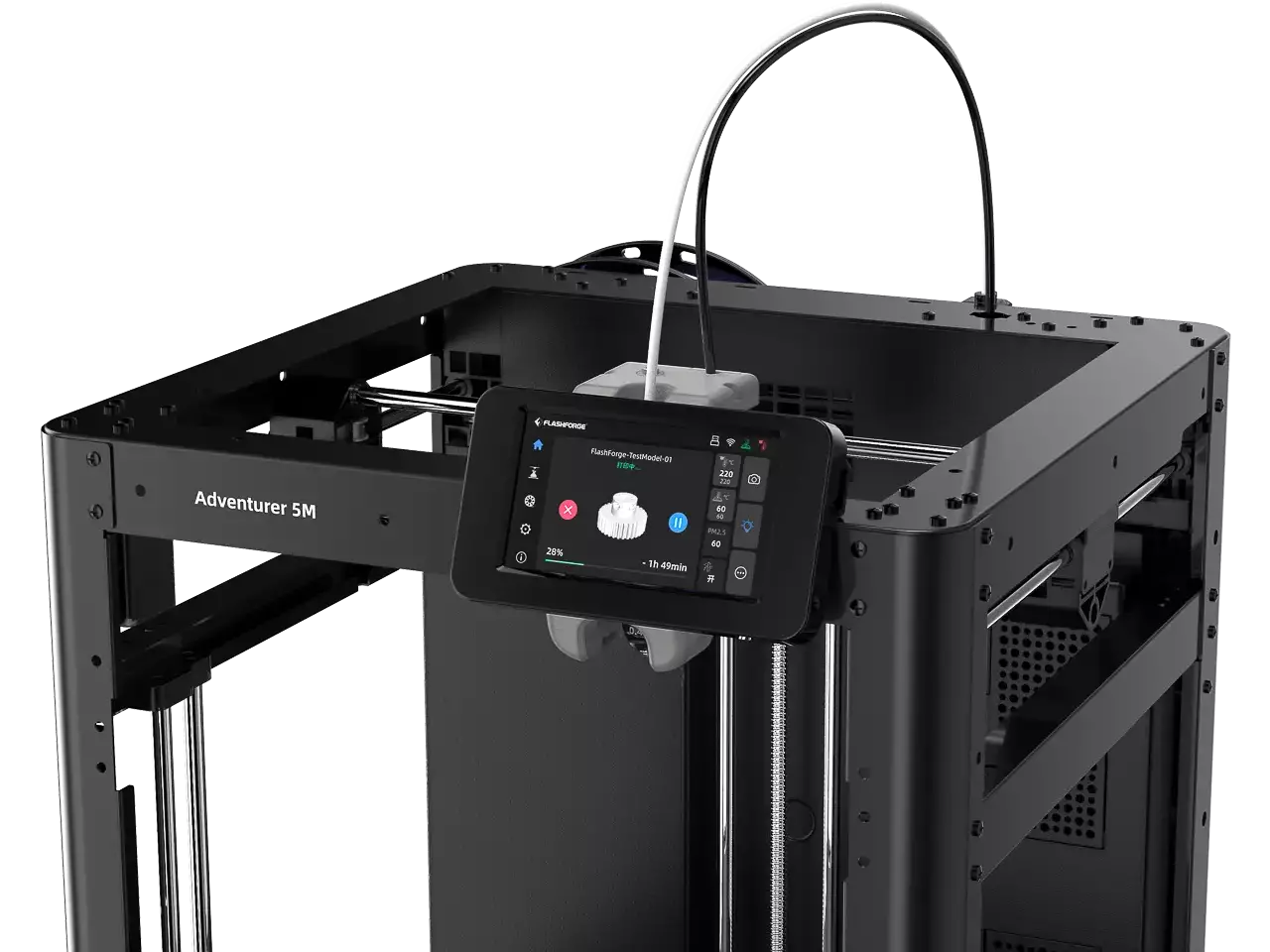 Flashforge Adventurer 5M 3D Drucker mit Touchscreen und offenem Design für schnellen 3D-Druck.