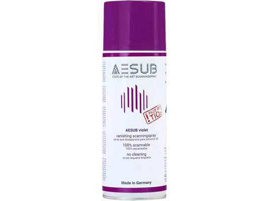 AESUB Scanspray Violet 400ml Flasche für 3D-Scans, selbstverflüchtigendes Mattierungsspray, hergestellt in Deutschland