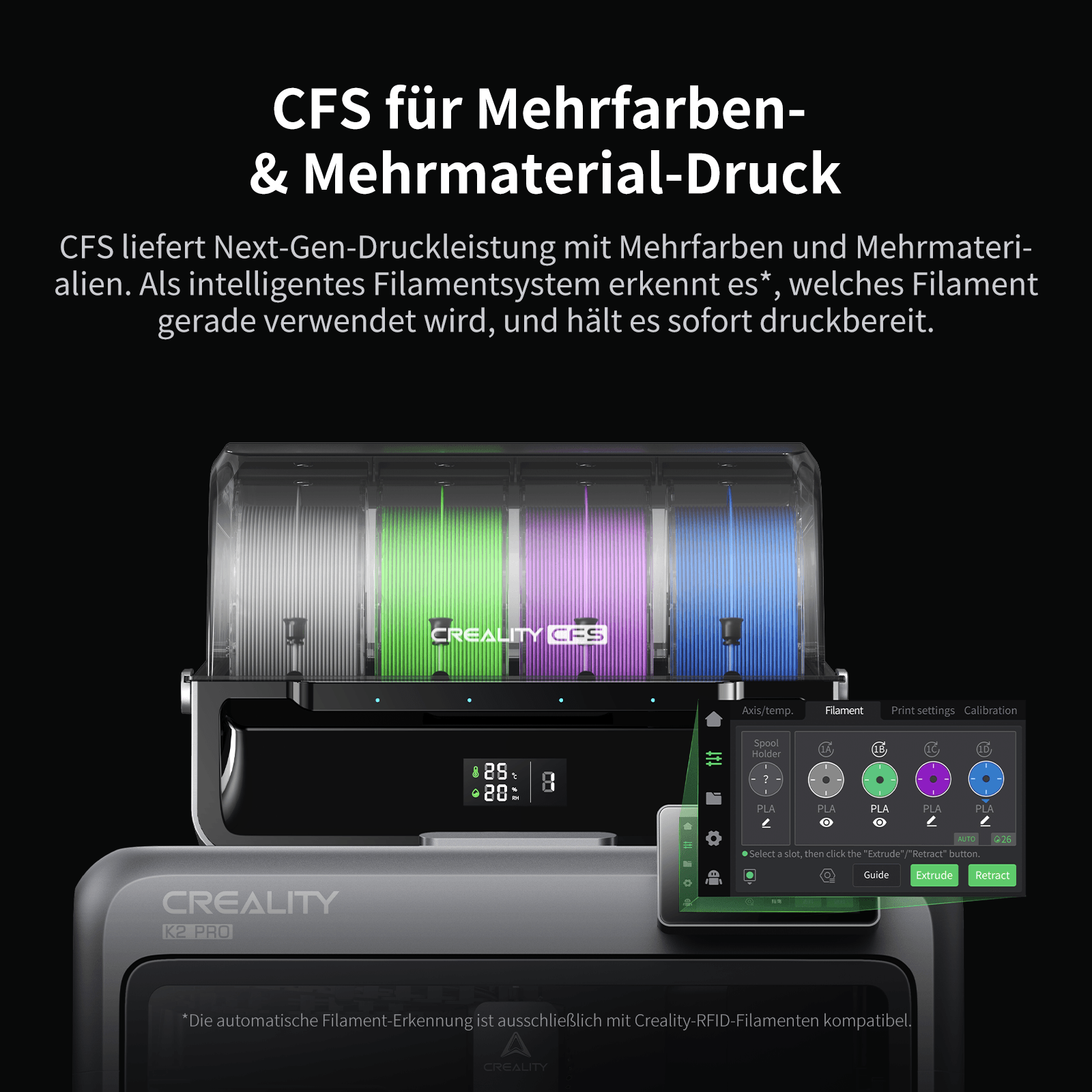 Creality K2 Pro Combo – FOC Servo-Motoren und Direktantrieb-Extruder