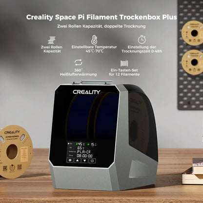 Creality Space Pi Filament Trockenbox Plus – 2 Spulen mit zwei Rollen Kapazität und doppelter Trocknung.