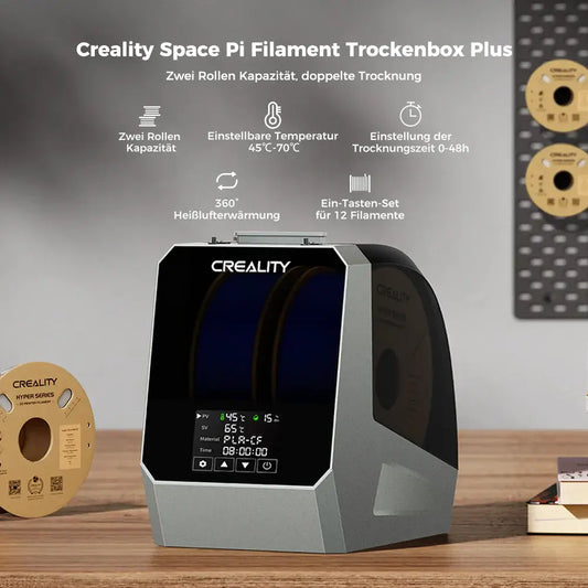 Creality Space Pi Filament Trockenbox Plus – 2 Spulen mit zwei Rollen Kapazität und doppelter Trocknung.