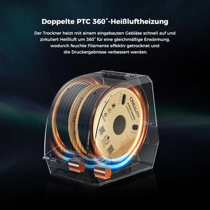 Creality Space Pi Filament Trockenbox Plus – 2 Spulen mit doppelter PTC 360°-Heißluftheizung für optimales Trocknen