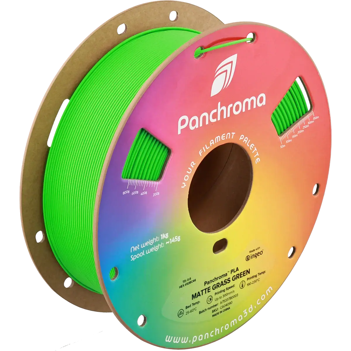 Polymaker Panchroma PLA Matt - das PLA für sanfte Oberflächen, Matte Grass Green Filament auf Spule.