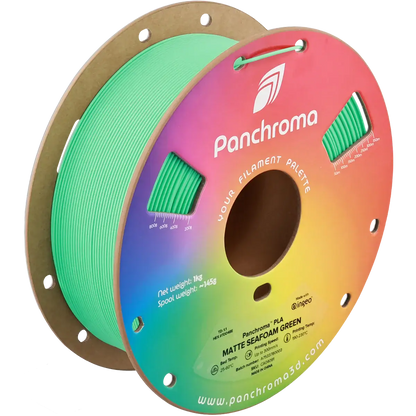 Polymaker Panchroma PLA Matt - das PLA für sanfte Oberflächen, Filamentrolle in matte Sefoam-Grün.