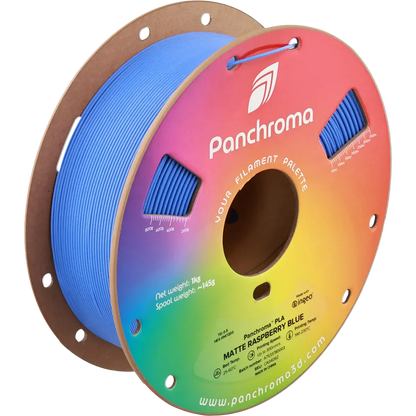 Polymaker Panchroma PLA Matt - das PLA für sanfte Oberflächen, blaue Filament-Spule für 3D-Druck.