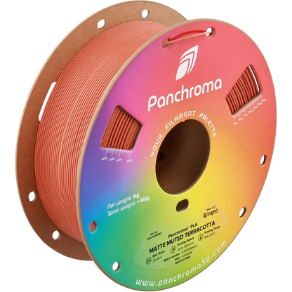 Polymaker Panchroma PLA Matt - das PLA für sanfte Oberflächen, Spule in mattem Terrakotta Farbton.