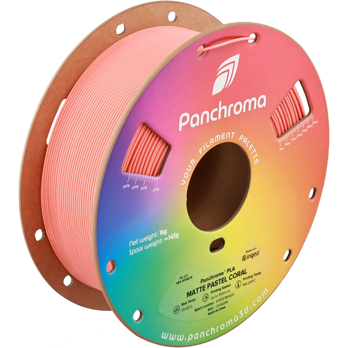 Polymaker Panchroma PLA Matte Filament in Pastel Coral, Spule