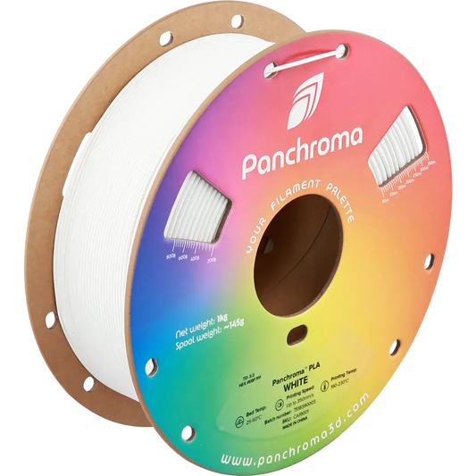 Polymaler Panchroma Basic PLA – Filament für den 3D-Druck auf einer Spule in Weiß.