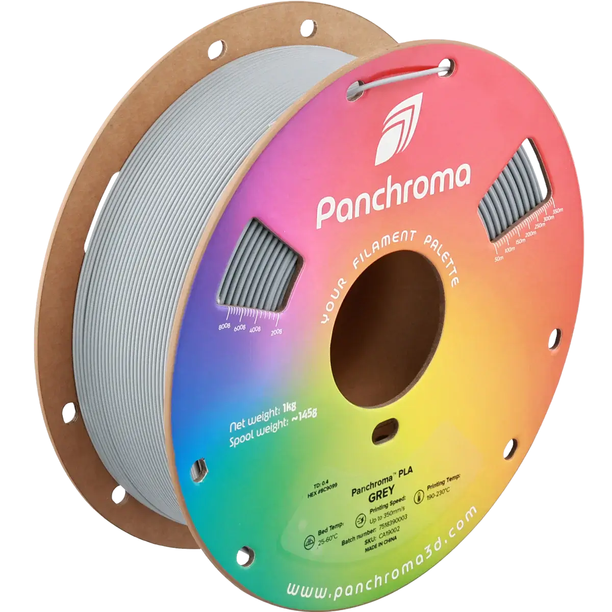 Polymaler Panchroma Basic PLA – Filament für den 3D-Druck auf Spule in Grau