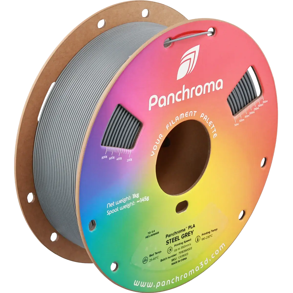 Polymaler Panchroma Basic PLA – Filament für den 3D-Druck in Steel Grey auf Spule