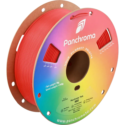 Polymaler Panchroma Basic PLA – Filament für den 3D-Druck in rot auf einer Spule abgebildet.