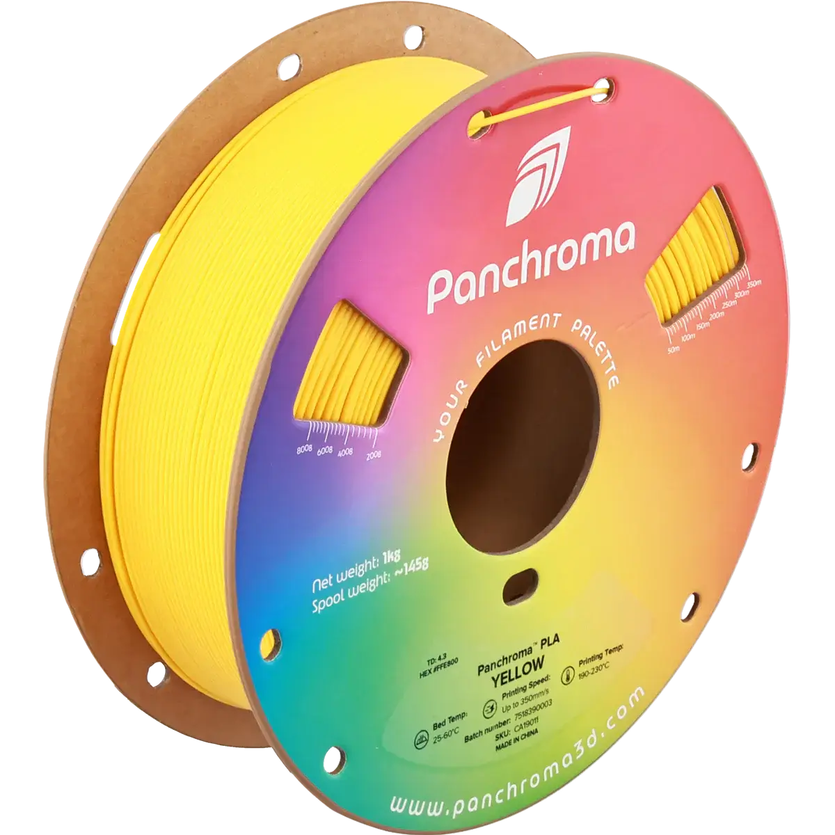 Polymaler Panchroma Basic PLA – Filament für den 3D-Druck in Gelb auf Spule.