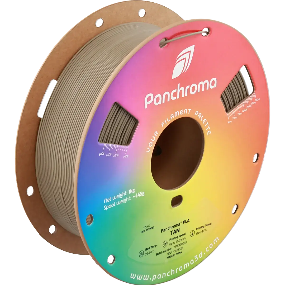 Polymaler Panchroma Basic PLA – Filament für den 3D-Druck auf einer Spule in tanfarbe.