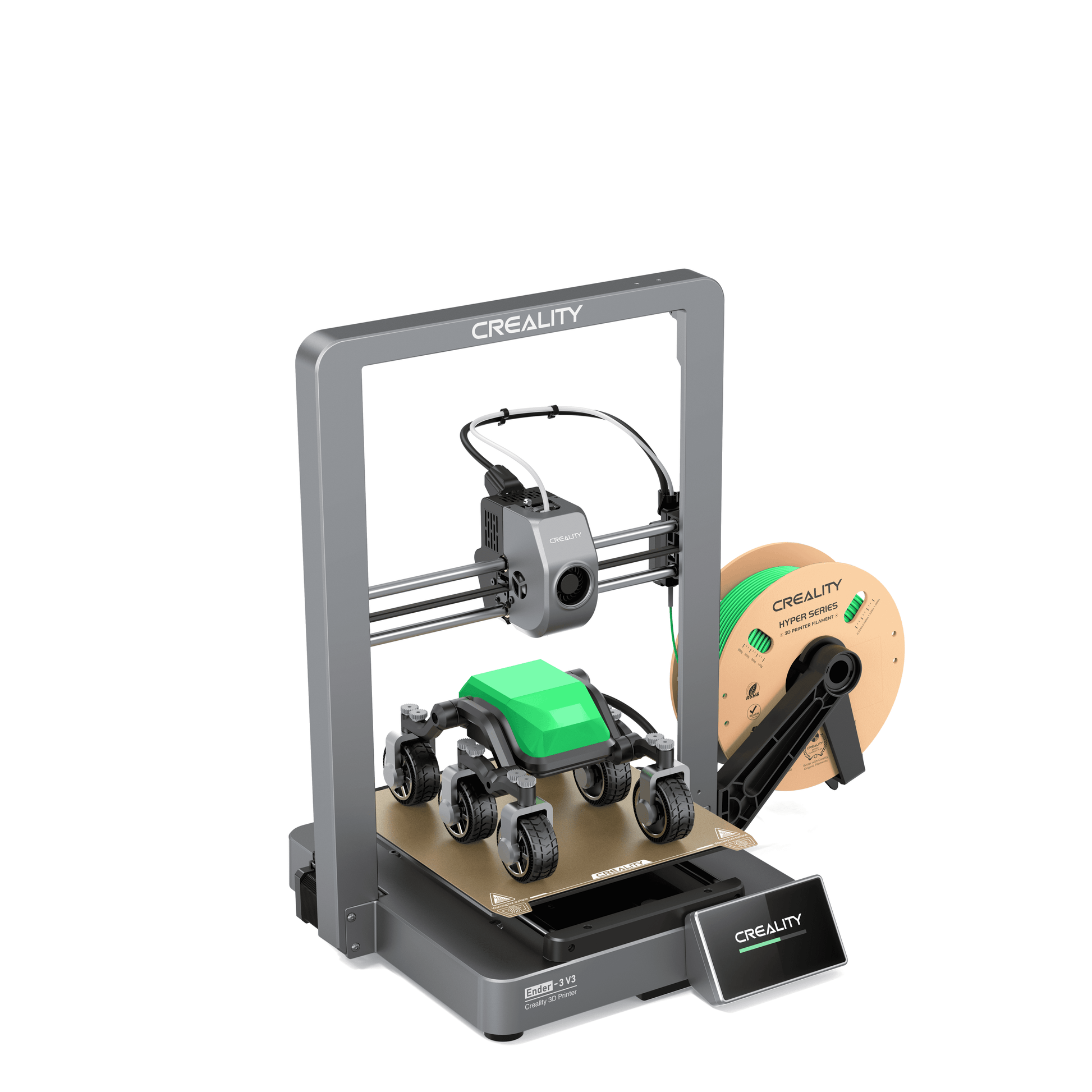Creality Ender-3 V3 – High-Speed FDM 3D-Drucker in action with printed car model