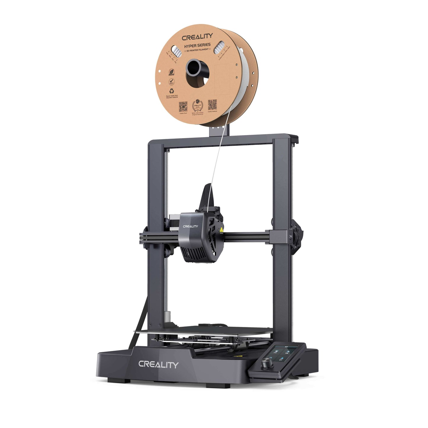 Creality Ender-3 V3 SE 3D Drucker für Einsteiger mit filament spool auf dem Drucker.