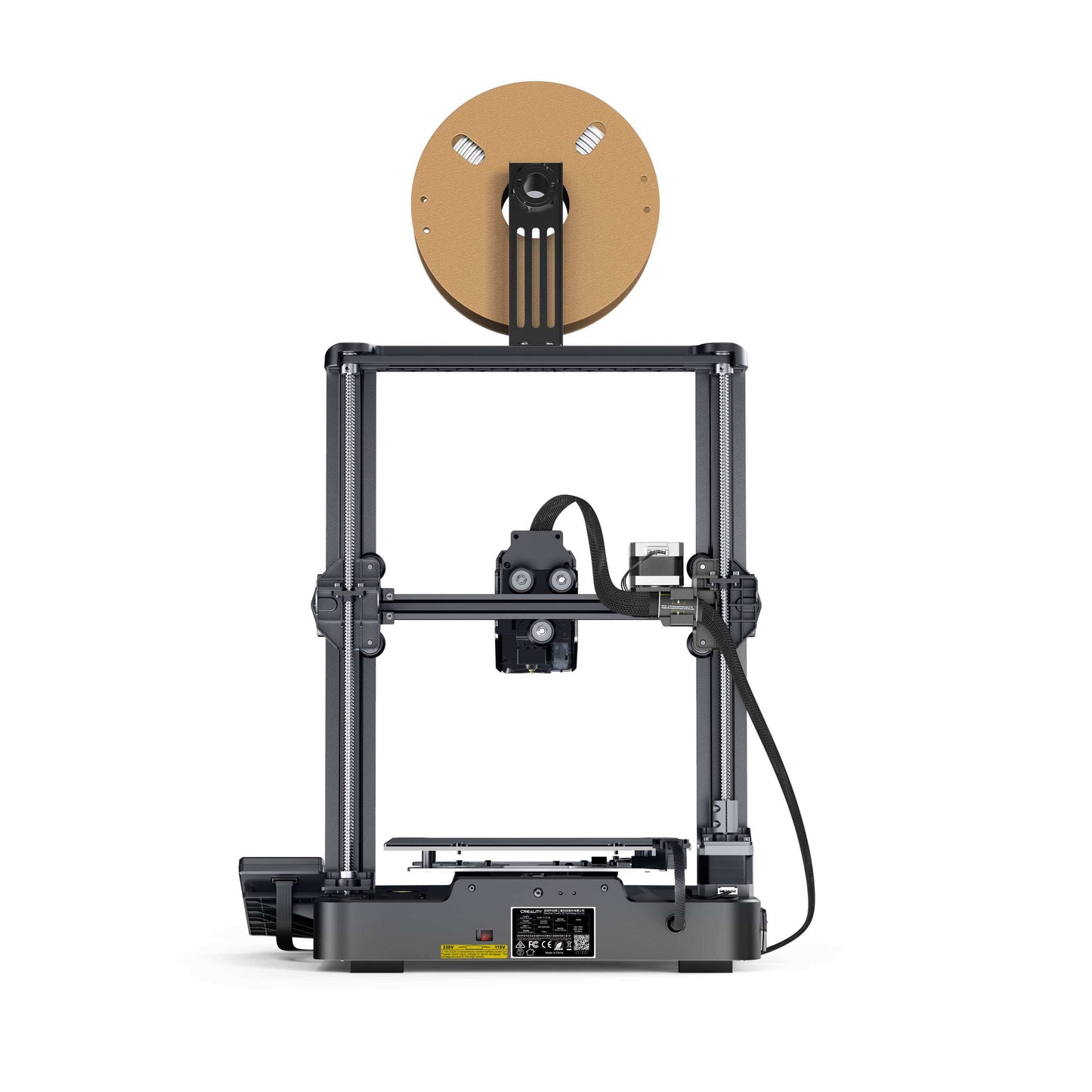 Creality Ender-3 V3 SE 3D Drucker für Einsteiger von vorne mit Druckkopf und Filamenthalter.