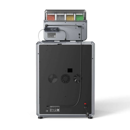 Creality K2 Plus Combo – FDM 3D-Drucker mit CFS, Rückansicht mit aktiver Kammerheizung und Creality Filament System.