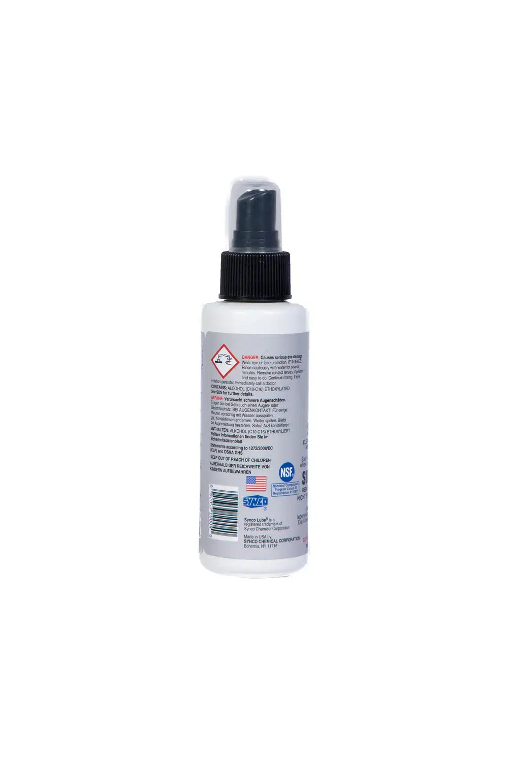 Synco Lube Super Kleen 118,29 ml – Reiniger für 3D-Drucker, Rückansicht der Flasche mit Inhaltsstoffen