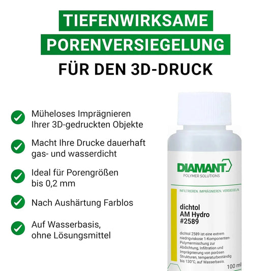 DIAMANT Polymer dichtol AM Hydro 1000 ml – wasserbasierte Versiegelung für 3D-Druckteile. Schützt vor Flüssigkeiten und Gasen.
