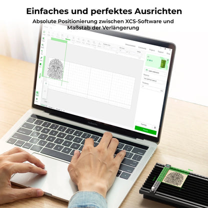 xTool F1 Slide Extension, Ausrichten in der Software am Laptop