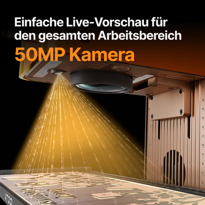 Lasergravierer xTool F2, Kamera mit Live-Vorschau über dem Arbeitsbereich
