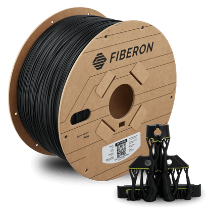 Polymaker Fiberon PET-GF15 – Glasfaserverstärktes PET-Filament auf Spule mit Zubehörteilen.
