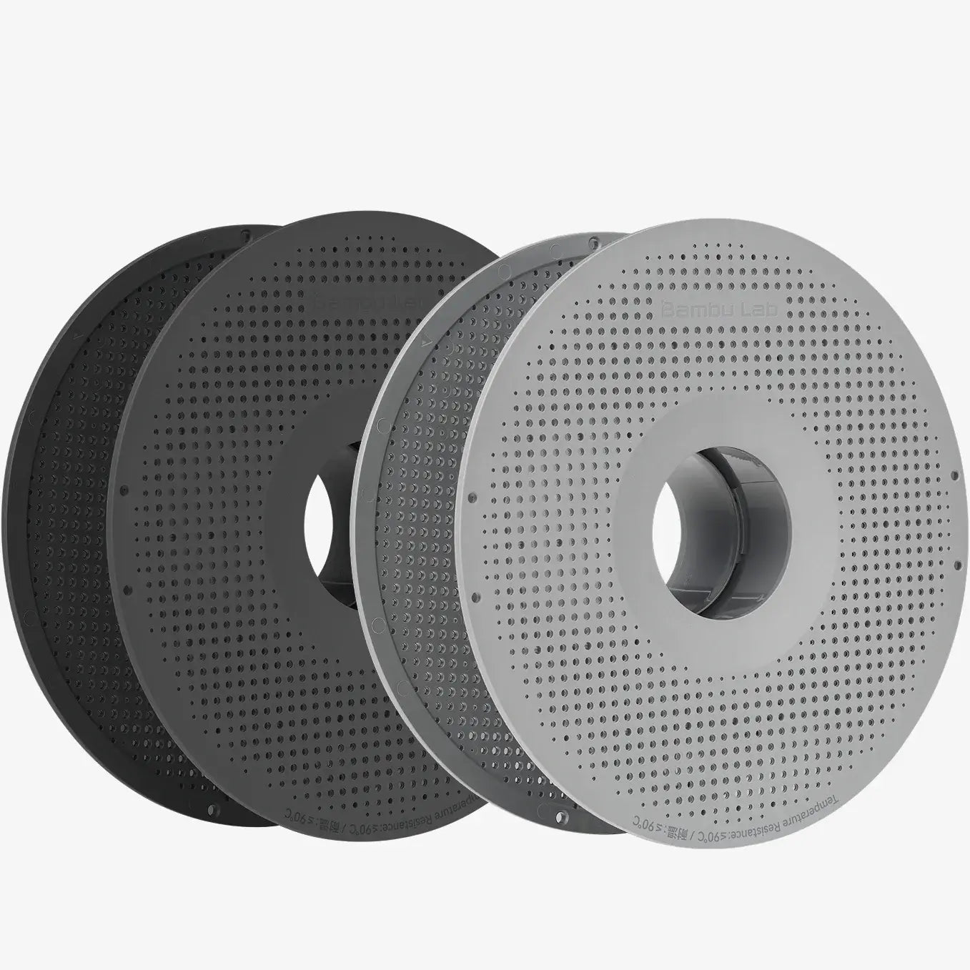 Bambu Lab Reusable Spool Mehrwegspule für Refill in verschiedenen Farben, geeignet für spulenlose Filamentrollen.