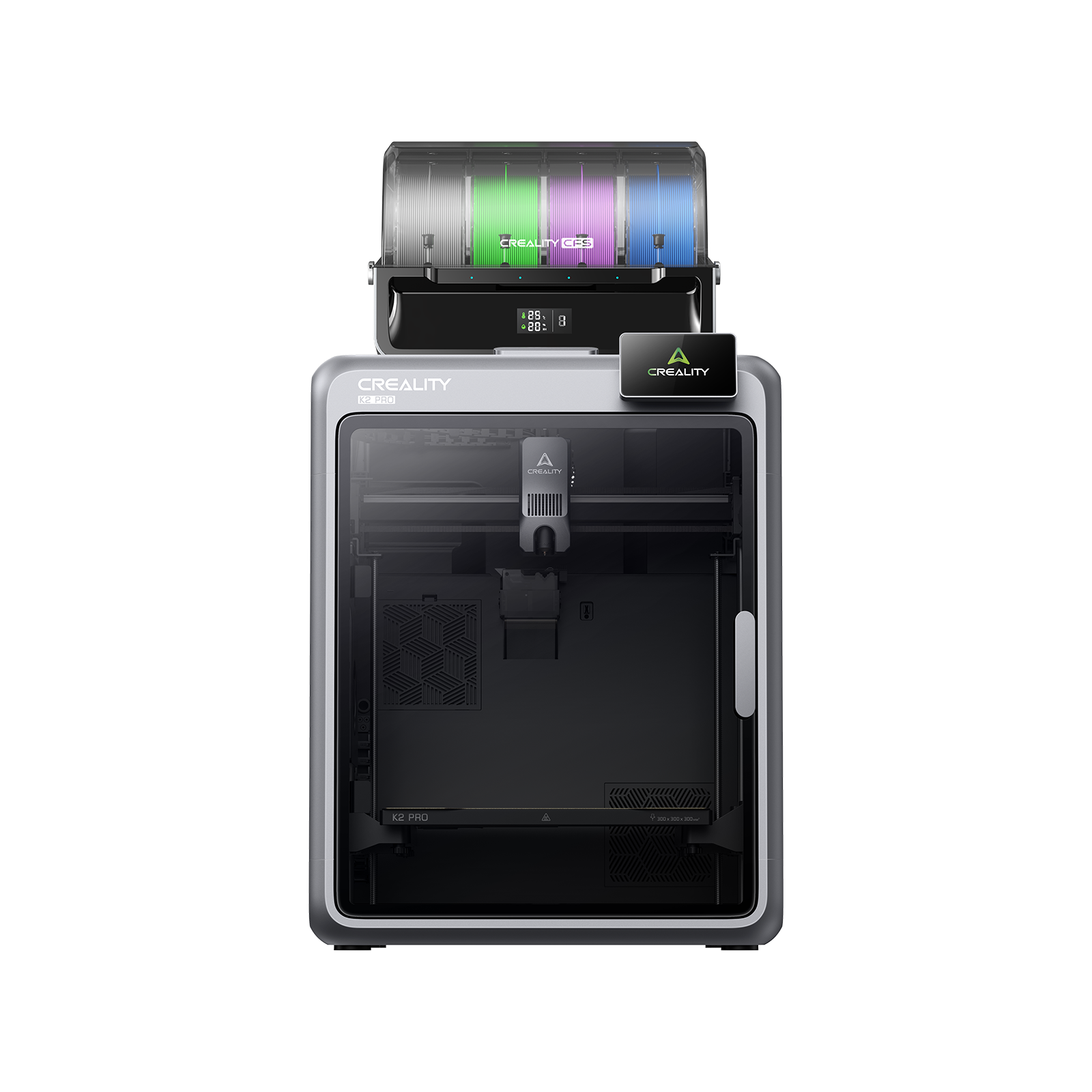Creality K2 Pro Combo – Seitenansicht mit Touch-Display