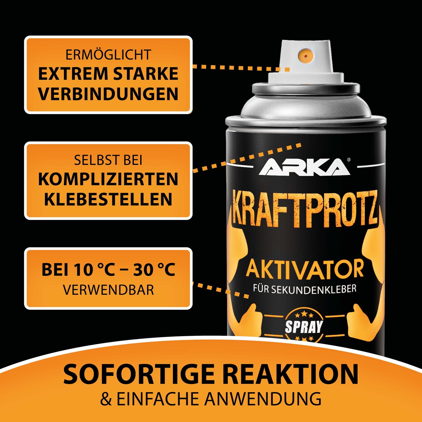 ARKA Kraftprotz Aktivator-Spray für ultra schnelle Verklebungen im 3D-Druck