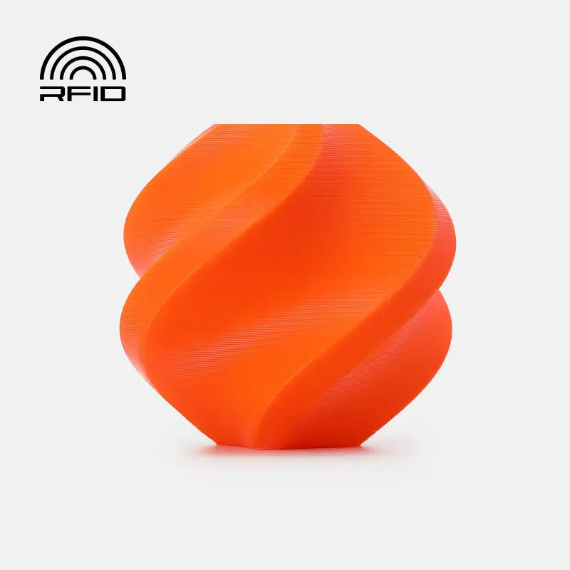 Bambu Lab PETG Basic – Filament für Outdoor & Funktion - orange 3D-gedrucktes Objekt mit gewellten Design.