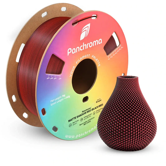 Polymaker Panchroma PLA Dual Matt Spule in rot und Vase gedruckt mit kontrastierenden Farben