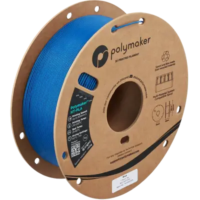 Polymaker HT-PLA hitzebeständiges PLA Filament auf einer Spule in Blau.