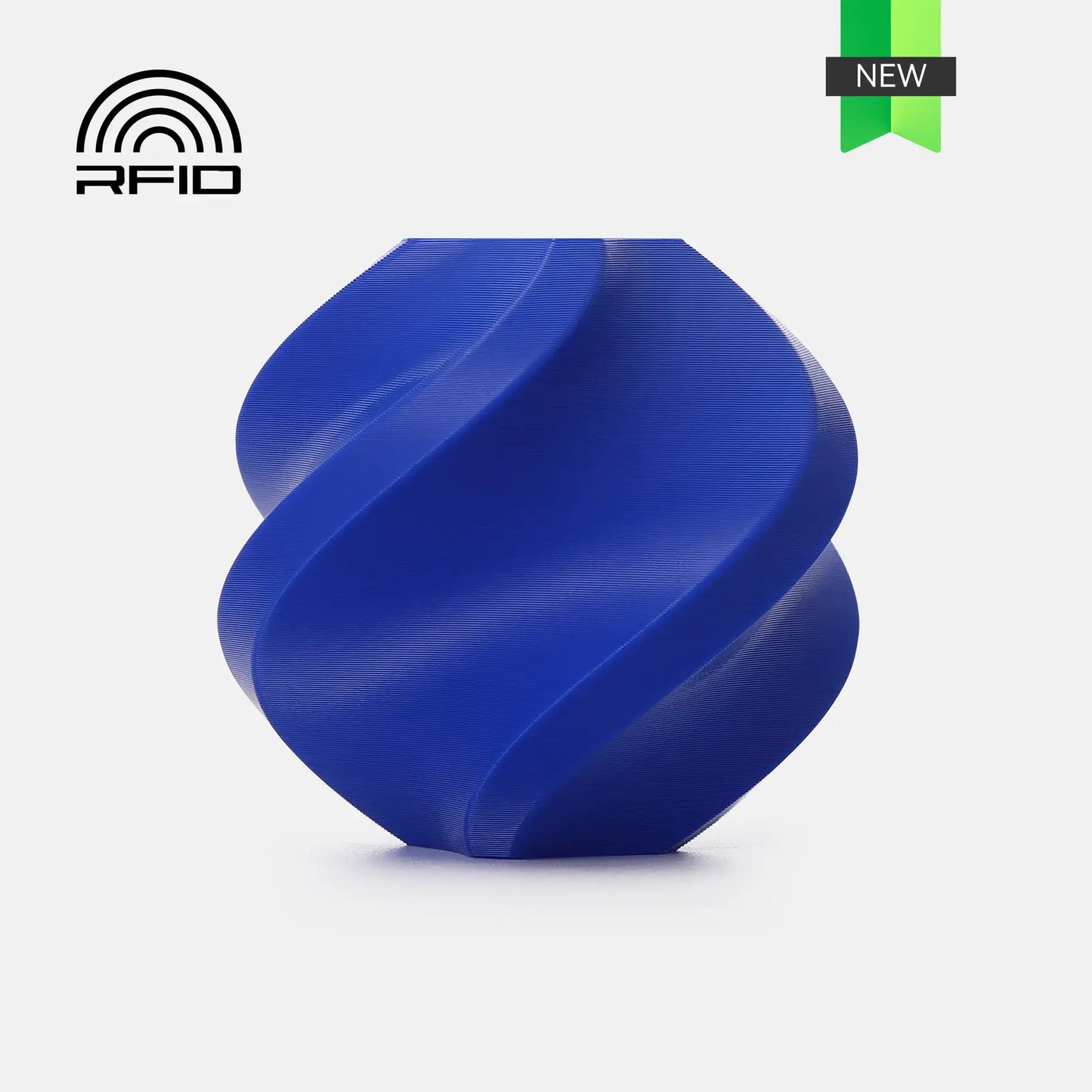 Bambu Lab PETG Basic – Filament für Outdoor & Funktion, blauer spiralförmiger 3D-gedruckter Gegenstand.