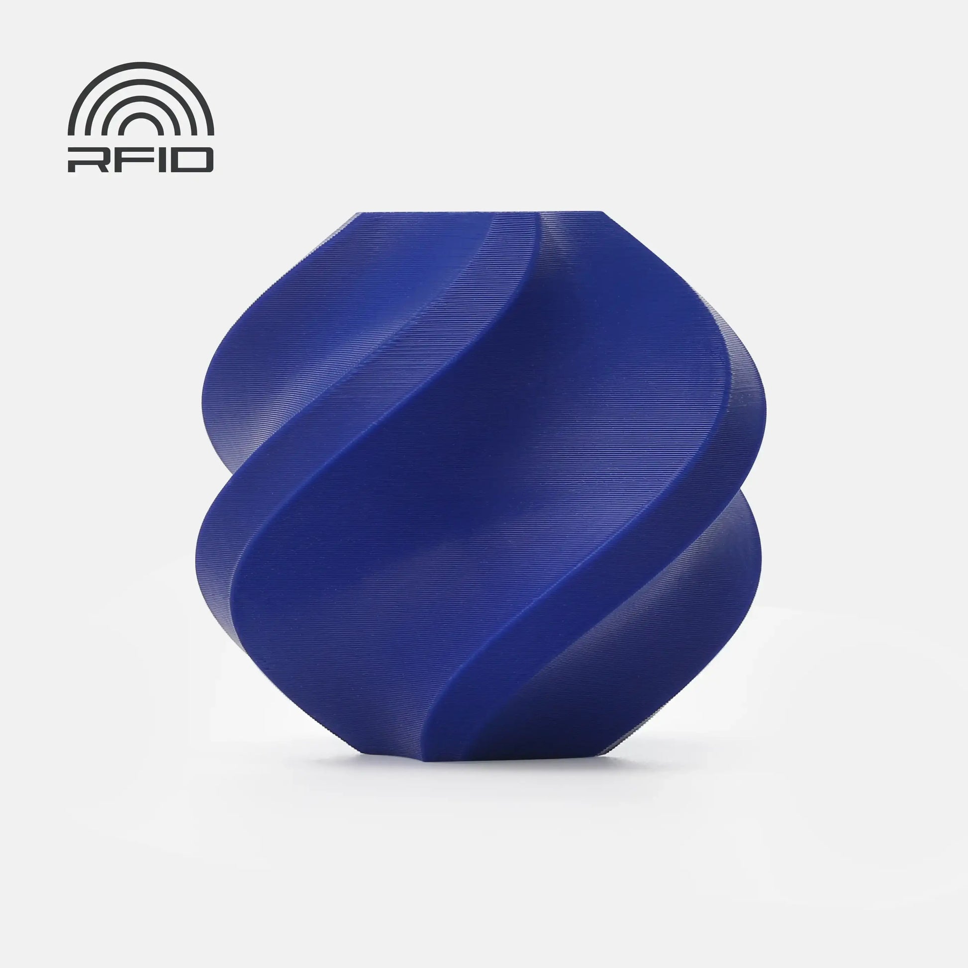 Bambu Lab PETG HF spiraled blue vase designed for high-speed 3D printing and smooth material flow.