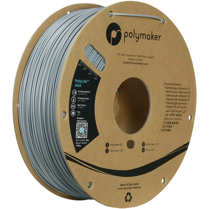 Polymaker ASA Filament Grau 1.75 mm 1.00 kg auf Spule für 3D-Druck, witterungsbeständig und UV-resistent.