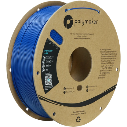 Polymaker ASA Filament in blue, 1.75 mm diameter, 1.00 kg spool for 3D printing, UV and weather resistant.