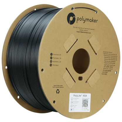 Polymaker ASA Filament auf einer Spule in Schwarz mit 1.75 mm Durchmesser und 3.00 kg Gewicht