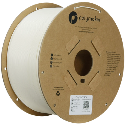 Polymaker ASA Filament auf Spule in Natural, Durchmesser 1.75 mm, Gewicht 3.00 kg, hochwertiges 3D-Druckmaterial.