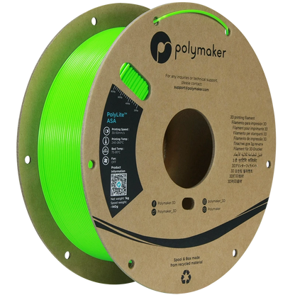 Polymaker ASA Filament Rolle in Pop Green, 1.75 mm, 1.00 kg für 3D-Druck im Freien, hohe UV-Beständigkeit.