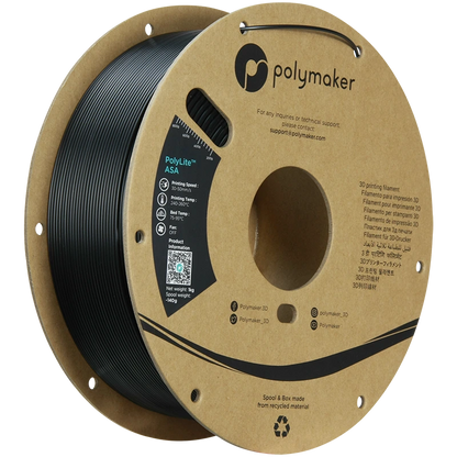 Polymaker ASA Filament in Jet Black, 1.75 mm Durchmesser, 1.00 kg Spule für UV-beständigen 3D-Druck.