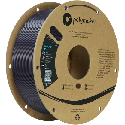 Polymaker ASA Filament in Dark Purple, 1.75 mm diameter, 1.00 kg spool, ideal for outdoor 3D printing with high UV resistance.