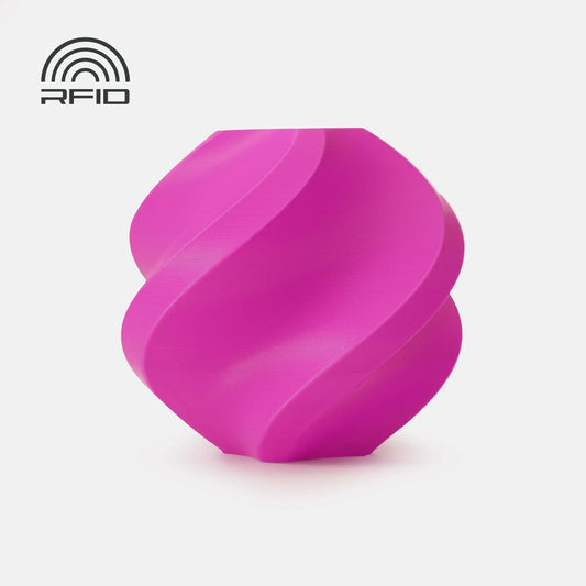 Bambu Lab PLA Basic 3D-gedruckte pinke Vase mit gewölbtem Design, hergestellt aus Bambu Lab PLA Basic.