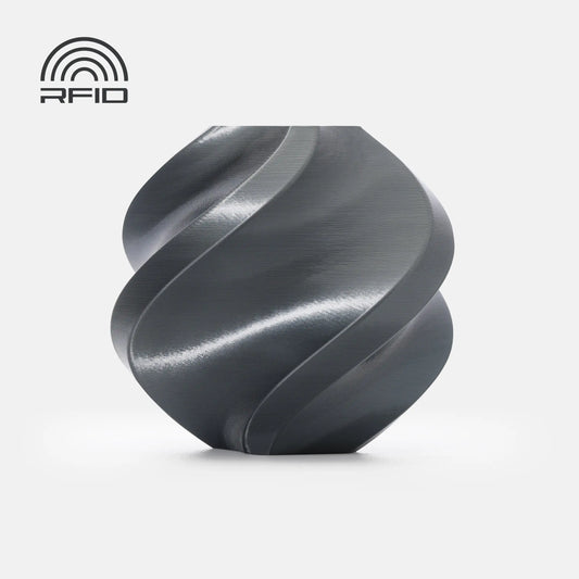 Bambu Lab PLA Silk+ glänzendes 3D-Druckobjekt mit spiralförmigem Design und seidenartiger Oberfläche