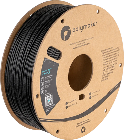 Polymaker PolyLite LW-PLA das leichte PLA Filament auf Spule, ideal für 3D-Druck-Anwendungen.