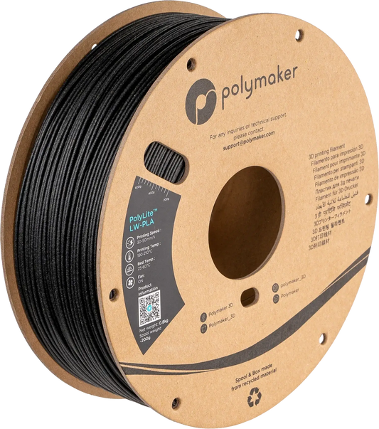 Polymaker PolyLite LW-PLA das leichte PLA Filament auf Spule, ideal für 3D-Druck-Anwendungen.