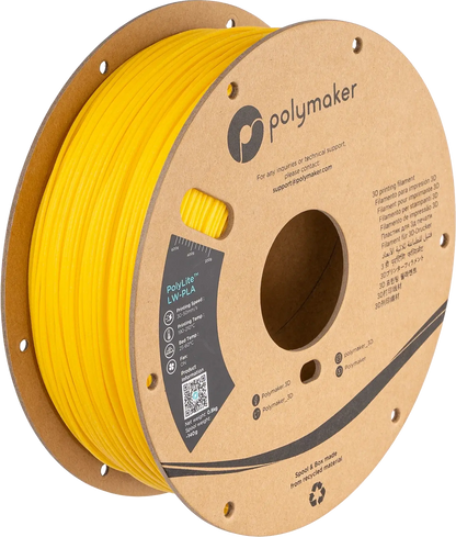 Polymaker PolyLite LW-PLA das leichte PLA Filament auf einer Spule, ideal für 3D-Druck Anwendungen.